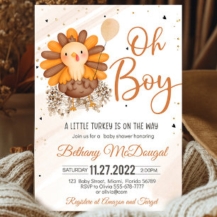 Little Turkey Thanksgiving Baby Shower Personalize Invitation