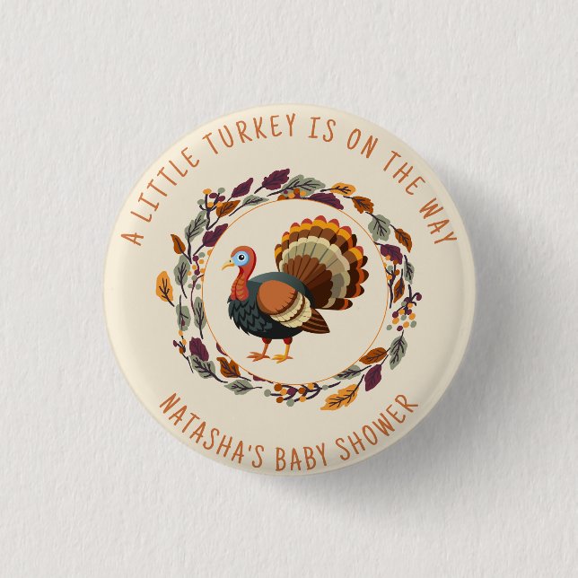 Little Turkey Thanksgiving Fall Baby Shower 3 Cm Round Badge (Front)