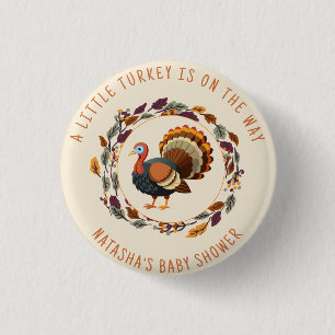 Little Turkey Thanksgiving Fall Baby Shower 3 Cm Round Badge