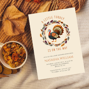 Little Turkey Thanksgiving Fall Baby Shower Invitation