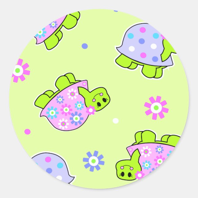 little turtles classic round sticker (Front)