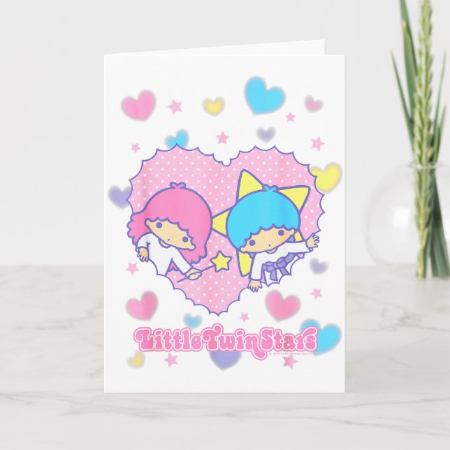 Little Twin Stars Retro Logo Valentine Tee  Card (Front)