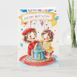 Little Twins Birthday Card