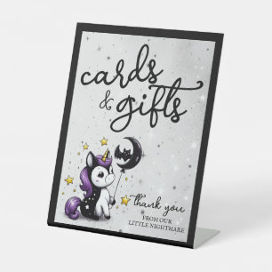 Little Unicorn Baby Shower Cards & Gifts Pedestal Sign