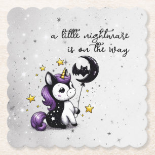 Little Unicorn Baby Shower Paper Coaster