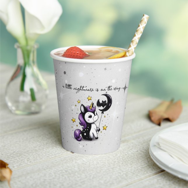 Little Unicorn Baby Shower Paper Cups (Insitu)