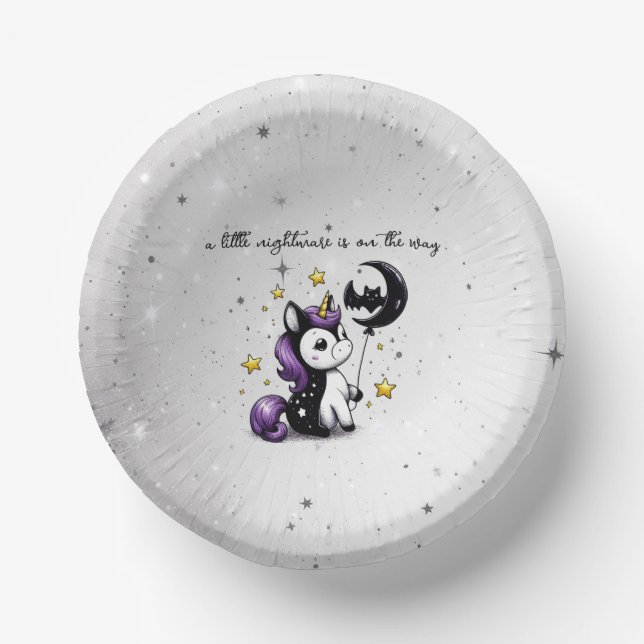 Little Unicorn Baby Shower Paper Plate (Front)