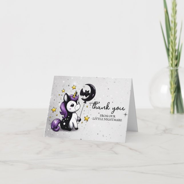 Little Unicorn Baby Shower Thank You Card (Front)