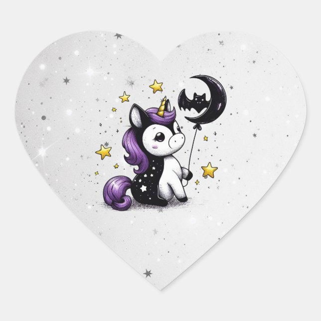 Little Unicorn Heart Sticker (Front)