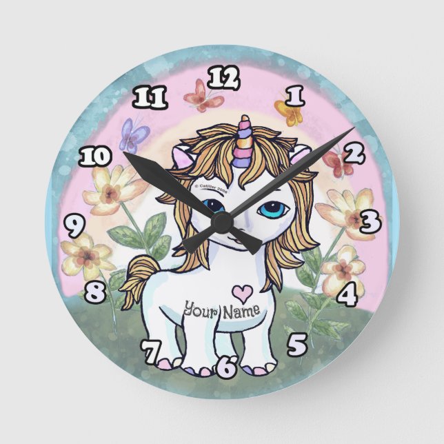 Little Unicorn  Round Clock (Front)