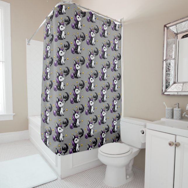 Little Unicorn Shower Curtain (In Situ)