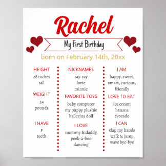 Little Valentine Birthday Milestone Poster