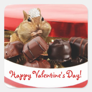 Little Valentine Chipmunk Square Sticker