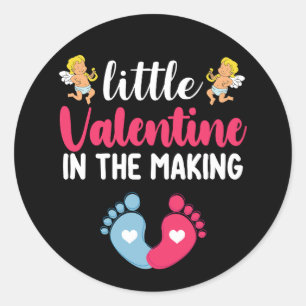 Little Valentine In The Making Pregnancy Pregnant Classic Round Sticker