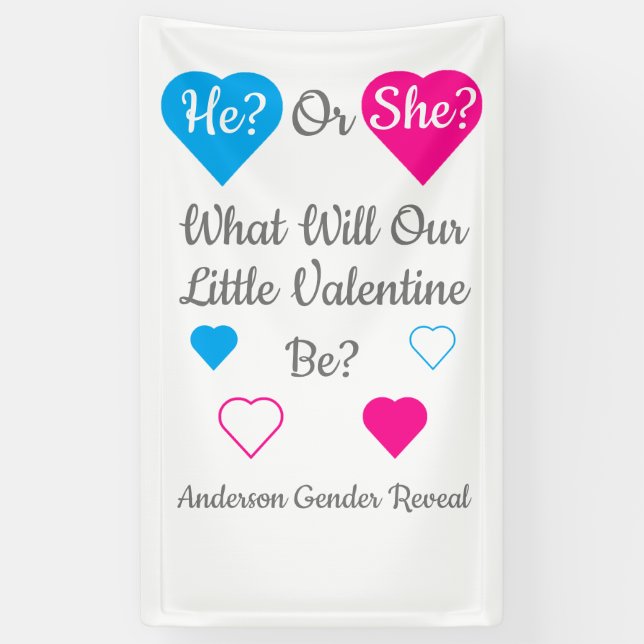 Little Valentine Valentine's Day Gender Reveal Banner (Vertical)