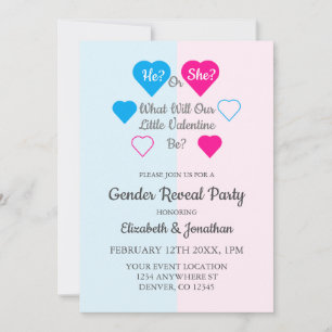 Little Valentine Valentine's Day Gender Reveal Invitation