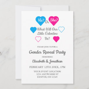 Little Valentine Valentine's Day Gender Reveal Invitation