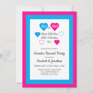 Little Valentine Valentine's Day Gender Reveal Invitation