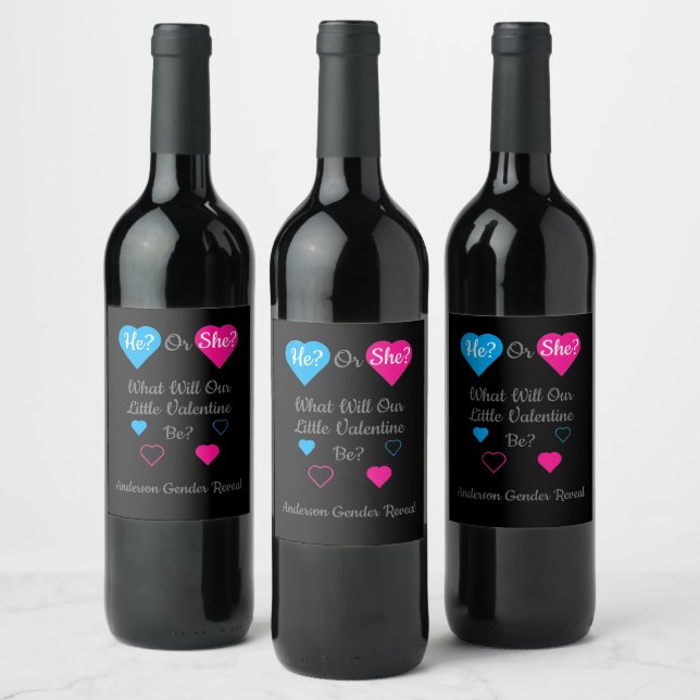 Little Valentine Valentine's Day Gender Reveal Wine Label (Bottles)