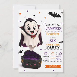 Little Vampire Costume - Party Halloween Birthday Invitation