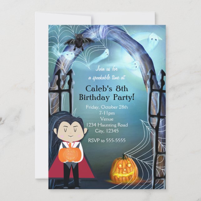 Little Vampire Dracula Halloween Party Invitations (Front)