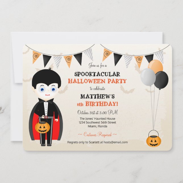 Little Vampire Halloween Party Invitation (Front)