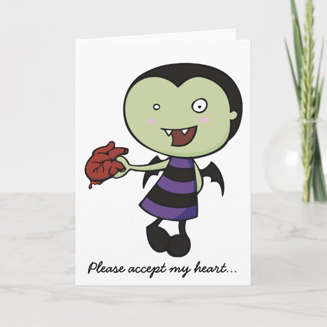 Little Vampire Heart Holiday Card (Front)