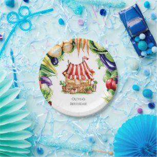 Little Vegetables Farmers Market Birthday Paper Plate