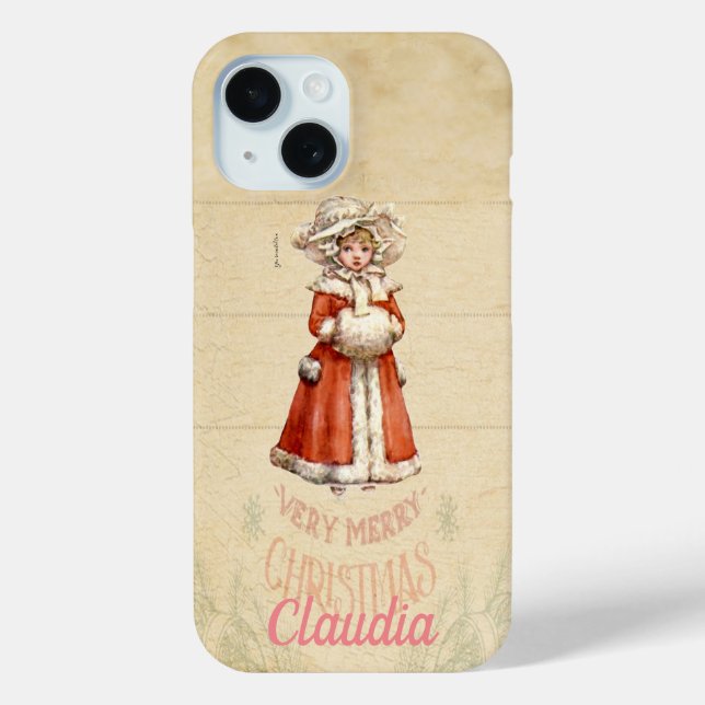Little Victorian Caroler Custom Christmas Case-Mate iPhone Case (Back)