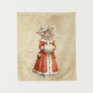 Little Victorian Caroler Custom Christmas Tapestry