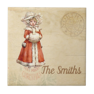 Little Victorian Caroler Custom Christmas Tile