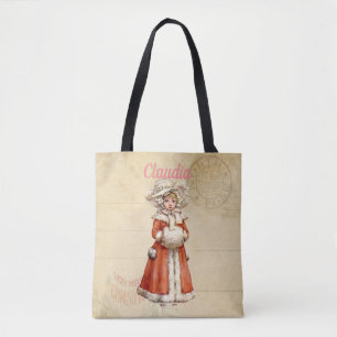 Little Victorian Caroler Custom Christmas Tote Bag