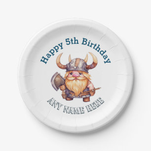 Little Viking Birthday - Any Age Or Name Paper Plate