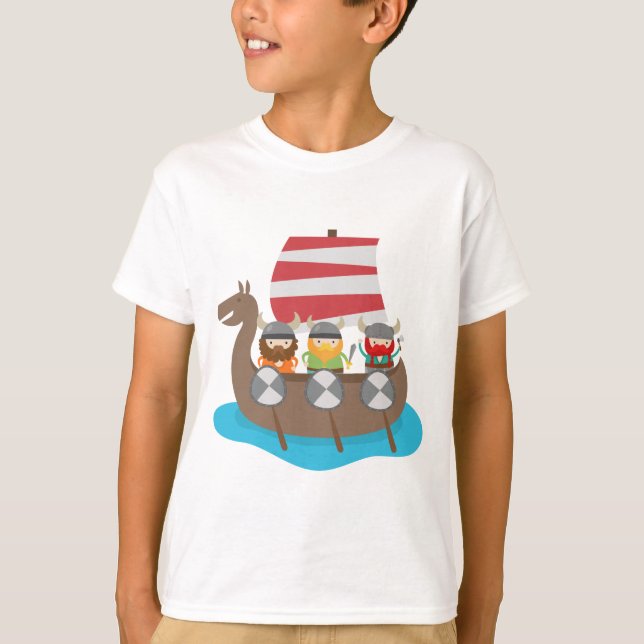 Little Vikings in ship T-Shirt (Front)