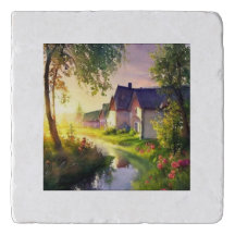 little village by a stream    