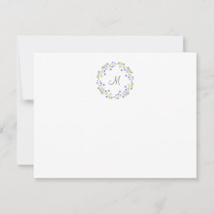 Little Violet Watercolor Blossoms Wreath Card