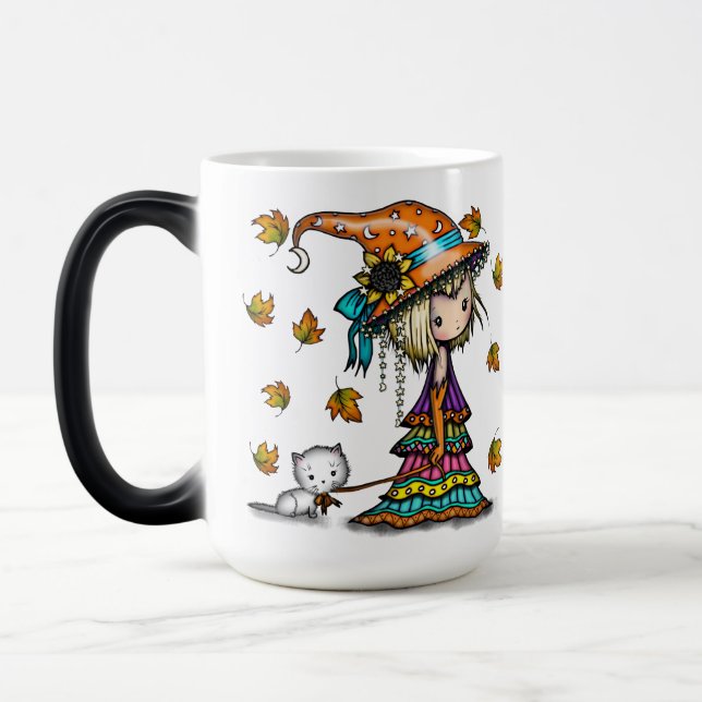 Little Wanderer Cute Witch and Cat Magic Mug (Left)