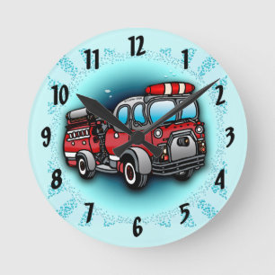 Little Water Firetruck firefighter Round Clock