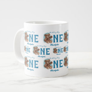 Little Watercolor Bear Cute Animal First Birthday Large Coffee Mug