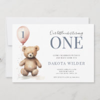 Little Watercolor Teddy Bear oy 1st Brithday