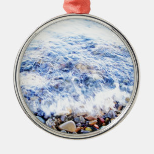 Little wave and colourful stones metal tree decoration