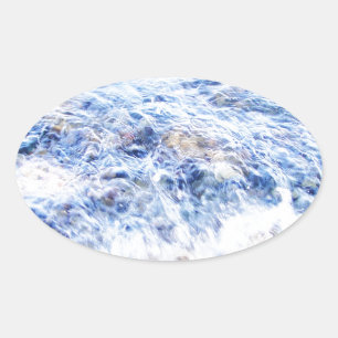 Little wave and colourful stones oval sticker
