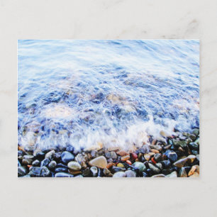 Little wave and colourful stones postcard