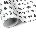 Little Wedding Icon Symbols pattern Wrapping Paper<br><div class="desc">This design may be personalised in the area provided by changing the photo and/or text. Or it can be customised by clicking Personalise this Template and then choosing the click to customise further option and delete or change the colour of the background, add text, change the text colour or style,...</div>