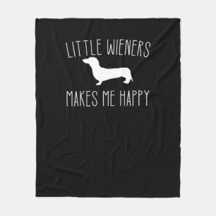 Little Weiners Make Me Happy   Funny Dachshund Gif Fleece Blanket