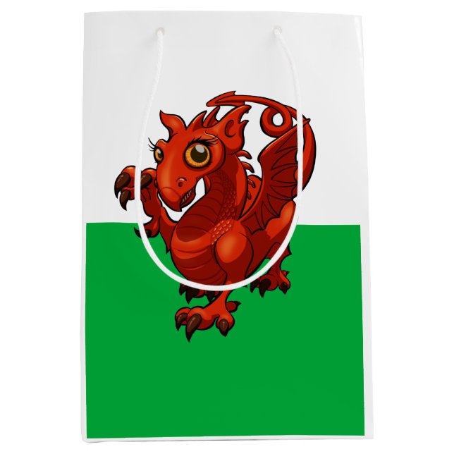 Little Welsh Baby Red Dragon Flag Cartoon Medium Gift Bag (Front)