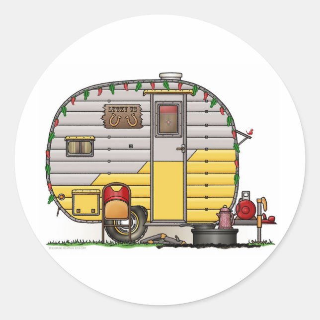 Little Western Camper Trailer Classic Round Sticker (Front)