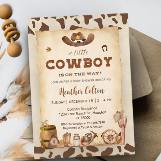 Little Western Cowboy Baby Shower Invitation