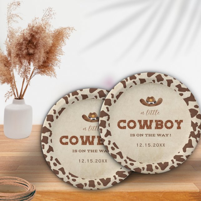 Little Western Cowboy Baby Shower Paper Plate (Creator Uploaded)