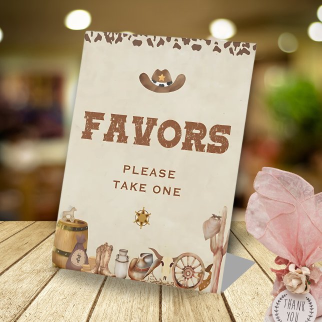 Little Western Cowboy Baby Shower Thank you Favour Pedestal Sign (Creator Uploaded)